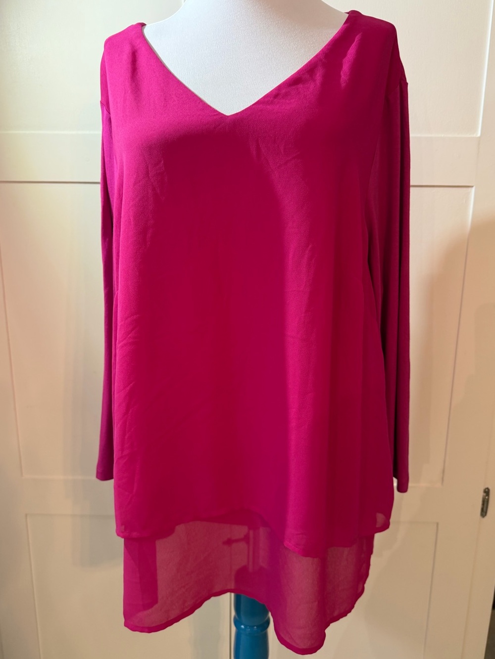Michael Kors Deep Fuchia Layered Chiffon Hem Women's Top 1X NWT